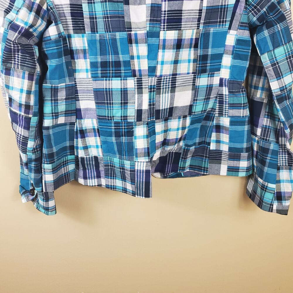 Talbots Blue Plaid Patchwork Button Front Blazer … - image 7